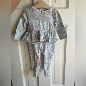 Burts Bees Baby Floral Peplum One-Piece Romper and matching hat